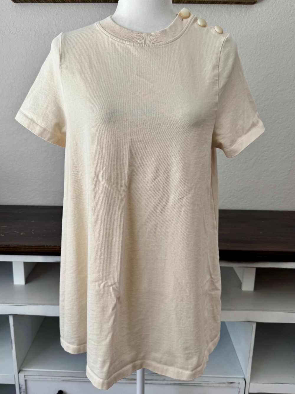 Sezane Robe Selena Cream Mini Shirt Dress Women's Size XS